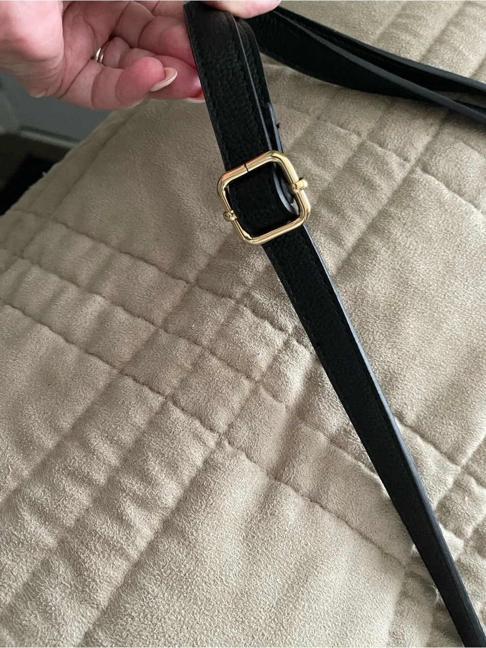 Tommy Hilfiger Black Pebbled Leather Satchel with Gold Hardware